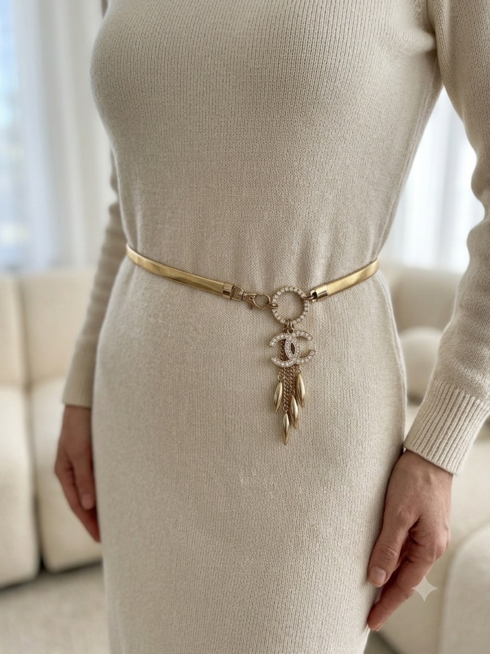 CC Boutique Gold and Clear Crystal CC Pendant Necklace